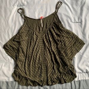 Free People Green Striped Tank Top